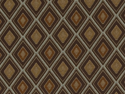 Heavy Duty Geometric Diamond Dark Umber Caramel Aqua Blue Beige Upholstery Drapery Fabric