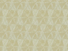 Load image into Gallery viewer, Cotton Poly Wheat Yellow Silver Metallic Abstract Geometric Diamond Drapery Fabric