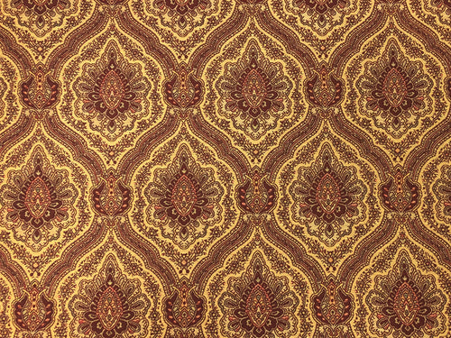 Valdese Weavers Crypton Stain & Water Resistant Beige Red Medallion Tapestry Upholstery Fabric