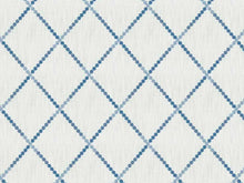 Load image into Gallery viewer, White French Blue Embroidered Geometric Drapery Fabric