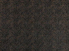 Load image into Gallery viewer, Designer Black Brown Geometric Herringbone MCM Mid Century Modern Upholstery Fabric