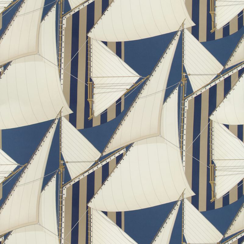 Lee Jofa St Tropez Print Fabric / Navy/Marine