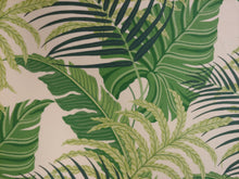 Load image into Gallery viewer, 1 and 1/3 Yards Arthur Sanderson &amp; Sons Manila Off White Green Tropical Botanical Palm Leaf Upholstery Drapery Fabric