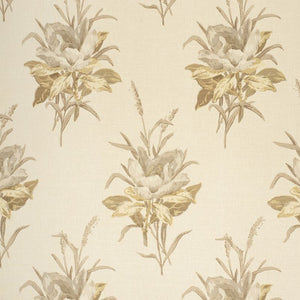 Lee Jofa Melba Flower Fabric / Grey/Ecru