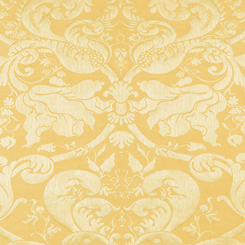 SCHUMACHER GAVOTTE BROCATELLE DAMASK FABRIC 22552 / GOLD