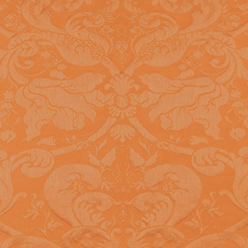 SCHUMACHER GAVOTTE BROCATELLE DAMASK FABRIC 22553 / TERRACOTTA