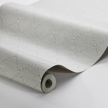 Load image into Gallery viewer, Schumacher Golden Trellis Wallpaper 2266 / Grey And Silver