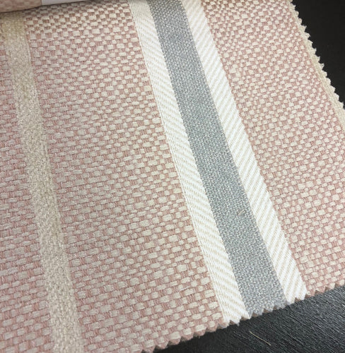 3 Colorways Checkered Stripe Upholstery Fabric Blush Gray Beige White