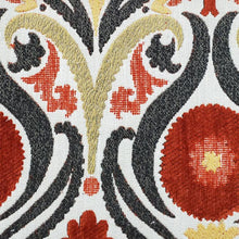 Load image into Gallery viewer, Upholstery Medallion Chenille Fabric Red Yellow Gray Charcoal / Blaze RMIL15