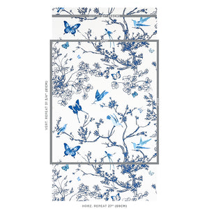 Schumacher Birds & Butterflies Wallpaper 2704421 / Porcelain