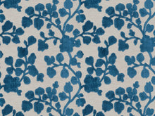 Load image into Gallery viewer, Teal Blue Beige Steel Blue Purple Floral Botanical Cut Velvet Upholstery Fabric