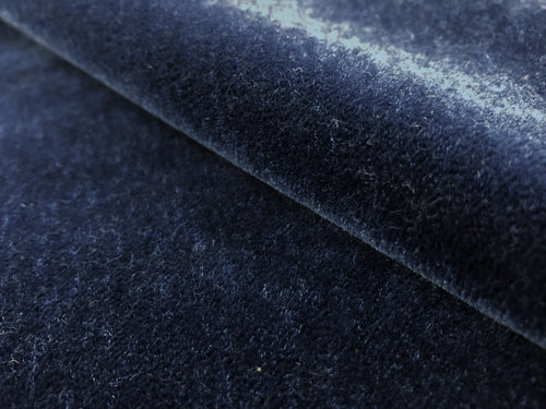 Designer Water & Stain Resistant Navy Blue Mohair Velvet Upholstery Fabric