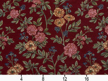 Load image into Gallery viewer, Heavy Duty Abstract Floral Tapestry Scarlet Red Cream Navy Blue Pink Green Upholstery Fabric