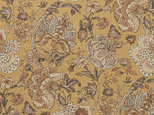 Load image into Gallery viewer, Gold Wheat Brown Charcoal Floral Upholstery Drapery Fabric