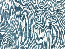 Load image into Gallery viewer, Designer Aqua Blue Ivory Faux Bois Wood Grain Abstract Upholstery Fabric