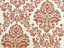 Load image into Gallery viewer, Designer Water &amp; Stain Resistant Cream Burnt Orange Damask Upholstery Drapery Fabric