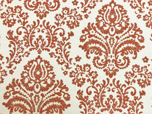 Designer Water & Stain Resistant Cream Burnt Orange Damask Upholstery Drapery Fabric