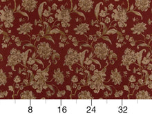 Load image into Gallery viewer, Heavy Duty Floral Burgundy Red Ivory Gold Upholstery Drapery Fabric