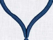 Load image into Gallery viewer, White Navy Blue Geometric Embroidered Drapery Fabric