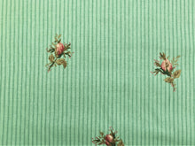 Load image into Gallery viewer, Cotton Screen Print Melissa by Portfolio Textiles Home Decorator Fabric Stripe Floral Pattern Sage Green Pink Brown Curtain Drapery