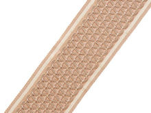 Load image into Gallery viewer, 3" Wide Geometric Embroidered Pink Champagne Ivory Drapery Tape Trim