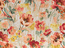 Load image into Gallery viewer, Ivory Green Coral Pink Taupe Yellow Velvety Floral Velvety Upholstery Drapery Fabric