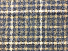Load image into Gallery viewer, French Blue Beige White Wool Check Plaid Tartan Upholstery Drapery Fabric