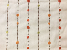 Load image into Gallery viewer, 1.25 Yds Designer Embroidered Geometric Cotton Linen Ivory Orange Green Taupe Drapery Fabric