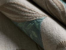 Load image into Gallery viewer, Taupe Beige Seafoam Green Botanical Floral Embroidered Drapery Fabric