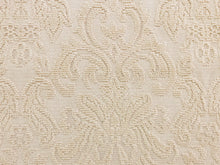 Load image into Gallery viewer, Designer Cream Ivory Renaissance Damask Cotton Terry Water &amp; Stain Resistant Upholstery Chenille Fabric