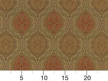 Load image into Gallery viewer, Heavy Duty Geometric Medallion Green Beige Gold Brown Rose Red Upholstery Drapery Fabric