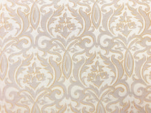 Load image into Gallery viewer, Designer Gold Greige Neutral Beige Damask Upholstery Drapery Fabric