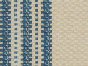 Cream French Blue Nautical Woven Stripe Upholstery Fabric