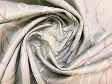 Load image into Gallery viewer, Kravet Design 33217-1615 Seafoam Gray Ogi Trellis Geometric Embroidered Silver Metallic Linen Blend Upholstery Fabric