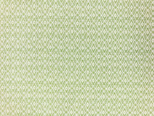Load image into Gallery viewer, Designer Water &amp; Stain Resistant Lime Green Ivory Small Scale Geometric Diamond Upholstery Drapery Fabric