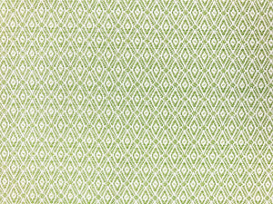 Designer Water & Stain Resistant Lime Green Ivory Small Scale Geometric Diamond Upholstery Drapery Fabric