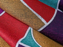 Load image into Gallery viewer, Designer Grey Plum Mustard Gold Red Green Abstract Geometric Upholstery Fabric