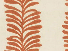 Load image into Gallery viewer, Cotton Linen Ivory Orange Botanical Floral Embroidered Drapery Fabric