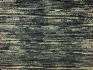 Designer Water & Stain Resistant Dark Green Charcoal Black Abstract Velvet Upholstery Fabric STA 1315