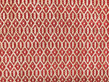 Load image into Gallery viewer, Designer Ruby Red Beige Woven Geometric Art Deco Upholstery Fabric