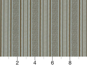 Seafoam Blue Brown Olive Stripe Upholstery Drapery Fabric