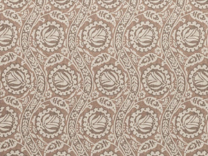 Taupe Mocha Brown Ivory Floral Upholstery Drapery Fabric