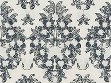 Load image into Gallery viewer, Indigo Blue Silver Grey Floral Medallion Linen Drapery Fabric