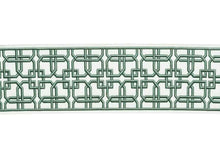 Load image into Gallery viewer, White Seafoam Aqua Geometric Embroidered Drapery Tape Trim