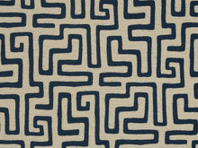 Load image into Gallery viewer, Crypton Navy Blue Beige Ethnic Abstract Geometric Upholstery Fabric