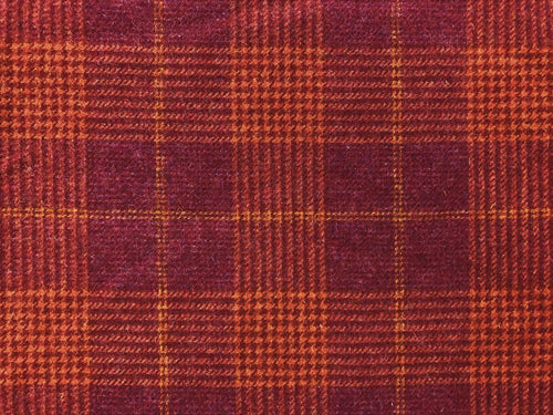 1.5 Yds Designer Magenta Pink Orange Plaid Tweed Upholstery Fabric