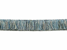Load image into Gallery viewer, Navy Blue White Beige Brush Fringe Trim