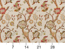 Load image into Gallery viewer, Heavy Duty Jacobean Floral Tapestry Red Teal Green Mustard Gold Ivory Upholstery Fabric