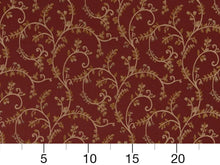 Load image into Gallery viewer, Heavy Duty Floral Burgundy Red Ivory Gold Upholstery Drapery Fabric