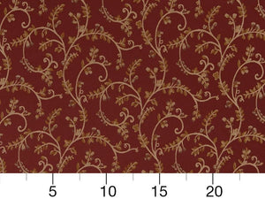 Heavy Duty Floral Burgundy Red Ivory Gold Upholstery Drapery Fabric